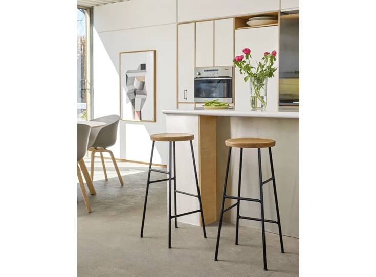 Cornet-Bar-Stool-solid-oiled-oak-seat-black-base-AAC-22-khaki-shell-wb-lacquer-oak-base