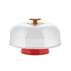 Alessi-Mattina-schotel-op-voet-met-deksel-D316cm-rood