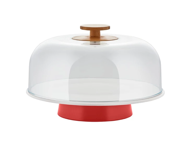 Alessi-Mattina-schotel-op-voet-met-deksel-D316cm-rood