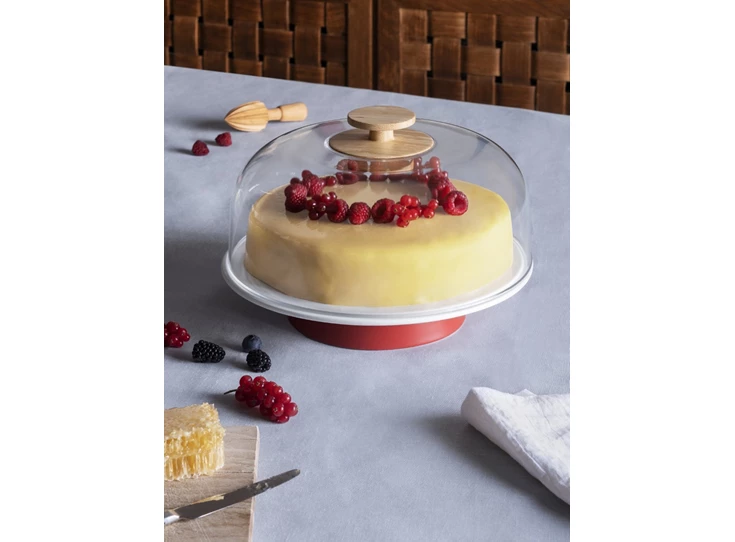 Alessi-Mattina-schotel-op-voet-met-deksel-D316cm-rood