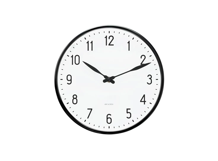 Arne-Jacobsen-Station-wall-clock-D21cm-wit-zwart
