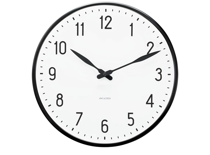 Arne-Jacobsen-Station-wall-clock-D29cm-wit-zwart