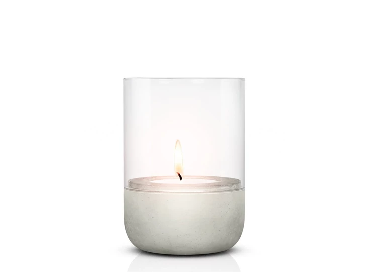 Blomus-Calma-theelicht-met-kaars-H14cm-D10cm-beton-helder