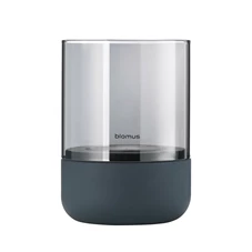 Blomus-Calma-theelicht-met-kaars-H14cm-D10cm-steel-gray-smoke