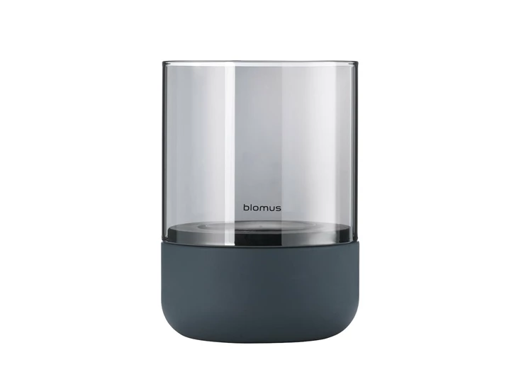 Blomus-Calma-theelicht-met-kaars-H14cm-D10cm-steel-gray-smoke
