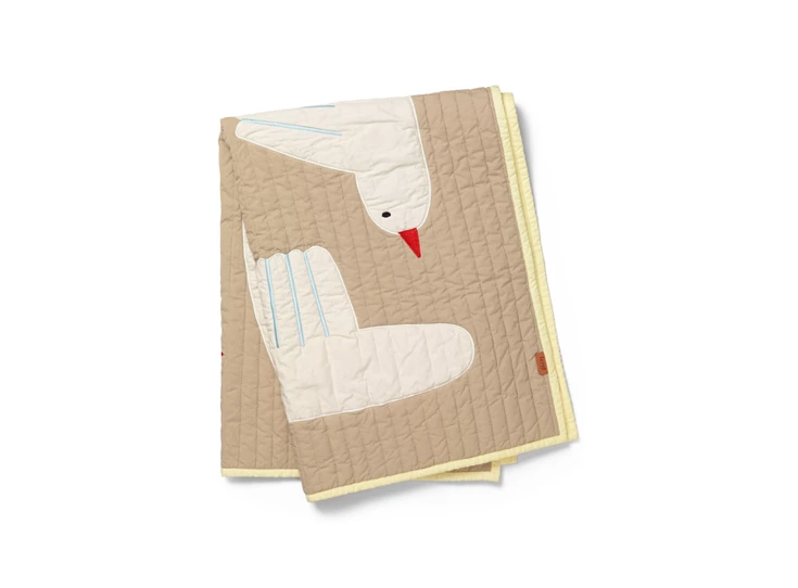 Ferm-Living-Bird-quilted-blanket-80x110cm-sand