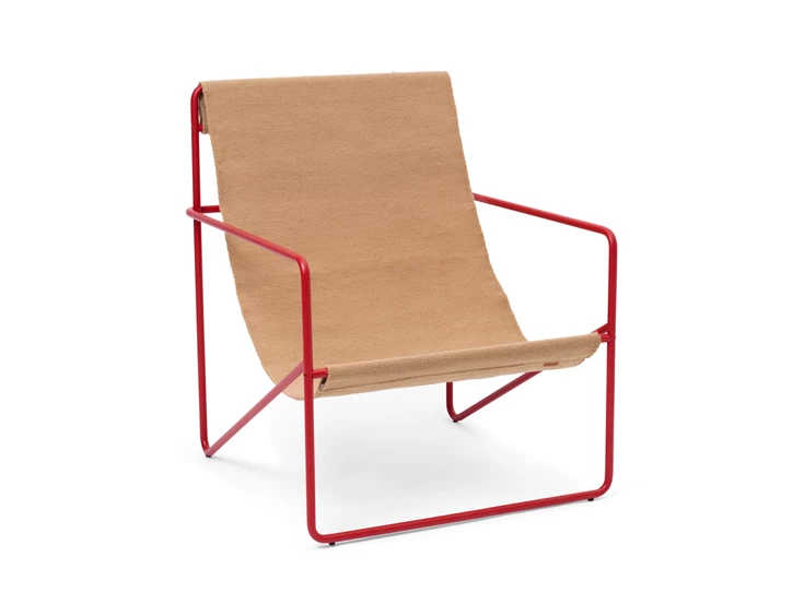 Ferm-Living-Desert-lounge-chair-frame-poppy-red-stof-sand
