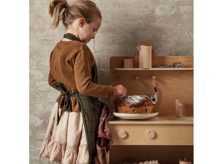 Ferm-Living-Hale-keukenschort-voor-kinderen-groen-zwart