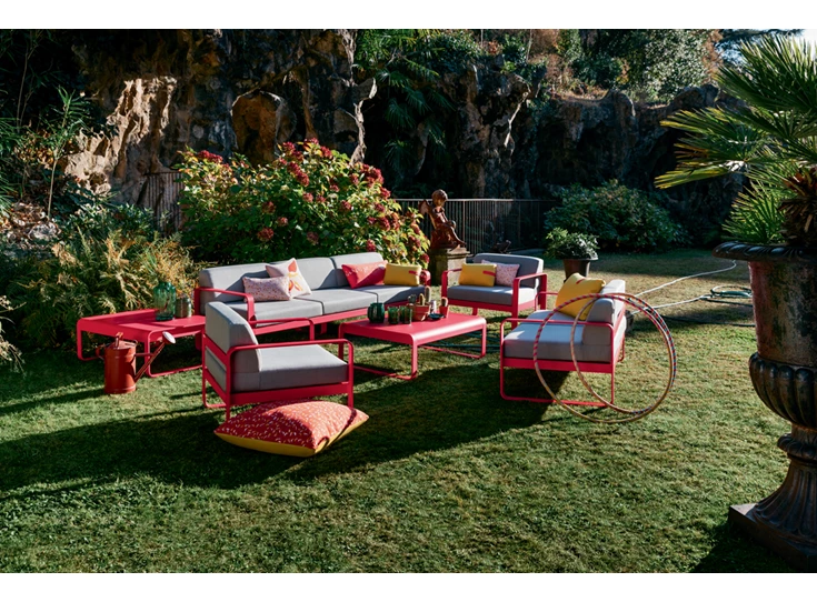 Fermob-Bellevie-sofa-2-zit-160x75x71cm-blanc-coton-wit-stof-gris-flanelle