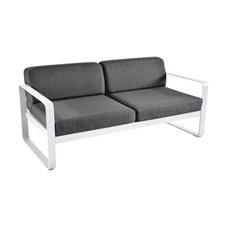 Fermob-Bellevie-sofa-2-zit-160x75x71cm-blanc-coton-wit-stof-gris-graphite
