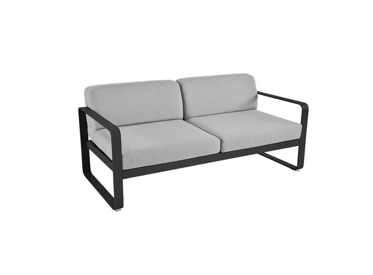 Fermob-Bellevie-sofa-2-zit-160x75x71cm-reglisse-zwart-stof-gris-flanelle