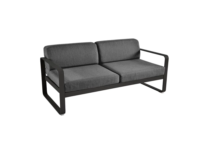 Fermob-Bellevie-sofa-2-zit-160x75x71cm-reglisse-zwart-stof-gris-graphite