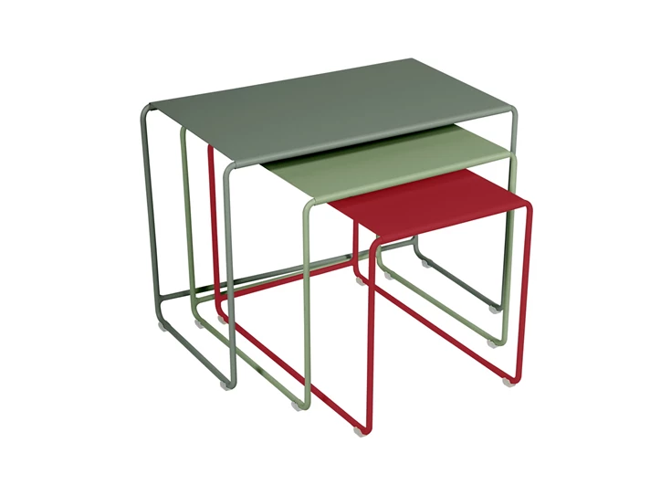 Fermob-Oulala-set-van-3-tafels-55x30cm-H40cm-40x40cm-H37cm-30x505cm-H34cm-oasis-romarin-cactus-pimen