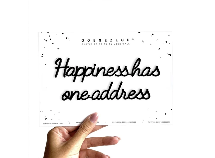 Goegezegd-A5-Happiness-has-one-address-zwart