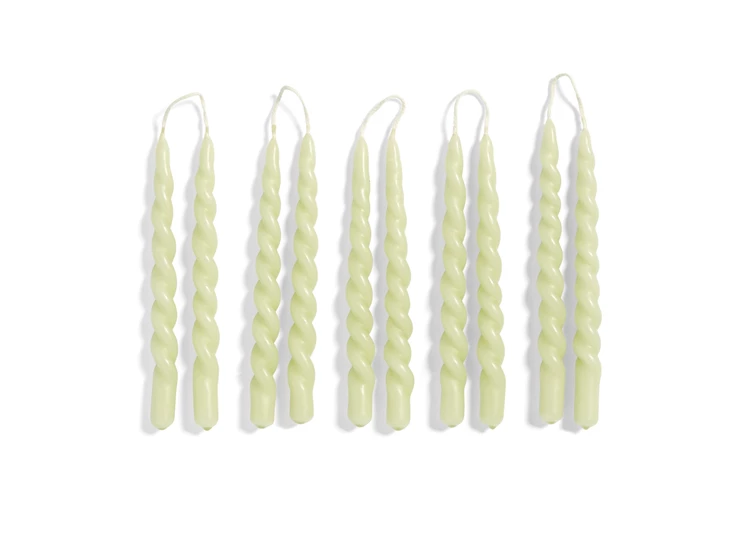 Hay-Candle-kaarsen-mini-swirl-H14cm-set-van-10-light-green