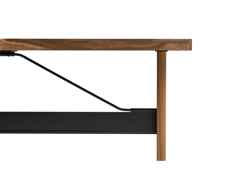 Hay-Passerelle-desk-140x65x74cm-frame-lacquered-walnut-incl-zwarte-crossbar-top-water-based-lacquere