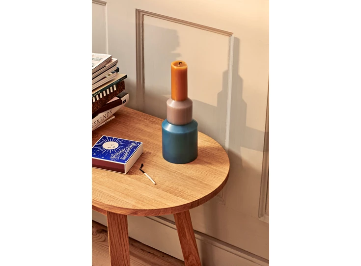 Hay-Pillar-kaars-M-D9cm-H25cm-blauw