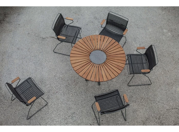 Houe-Circle-ronde-tafel-D110cm-bamboo-met-graniet-center