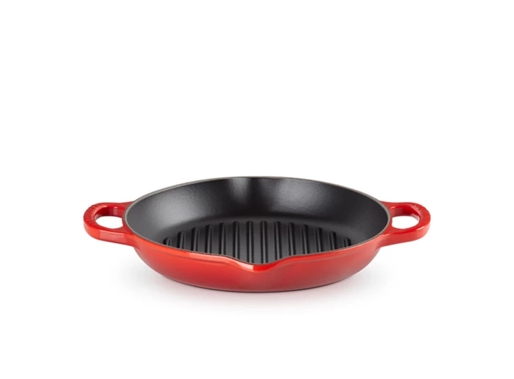Le-Creuset-ronde-hoge-grillpan-D25cm-kersenrood