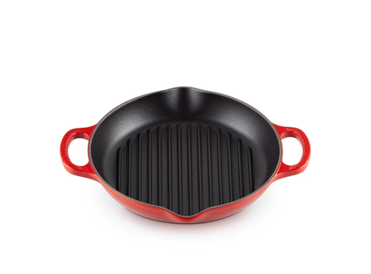Le-Creuset-ronde-hoge-grillpan-D25cm-kersenrood
