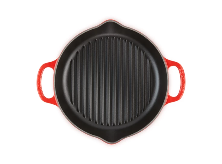 Le-Creuset-ronde-hoge-grillpan-D25cm-kersenrood