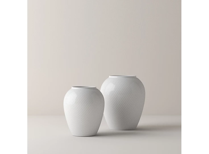 Lyngby-Porcelain-Rhombe-vaas-25cm-wit
