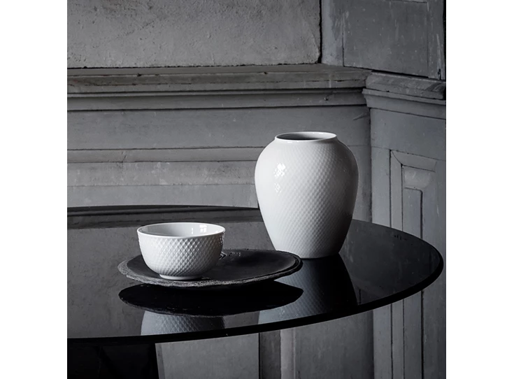 Lyngby-Porcelain-Rhombe-vaas-25cm-wit