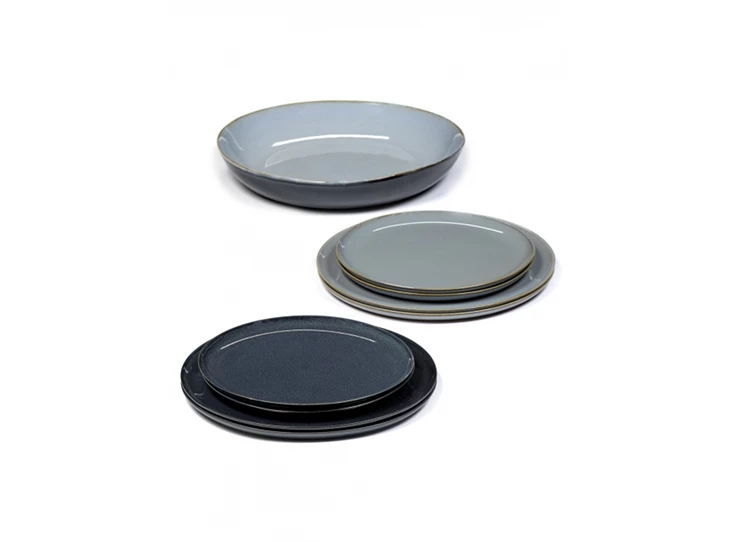 Serax-Anita-Le-Grelle-Terres-De-Reves-dinner-set-van-9-4x-plat-bord-4x-dessertbord-schaal-smokey-dar