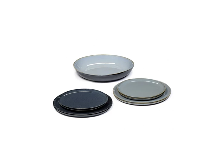 Serax-Anita-Le-Grelle-Terres-De-Reves-dinner-set-van-9-4x-plat-bord-4x-dessertbord-schaal-smokey-dar