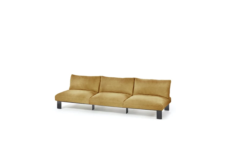 Serax-Bea-Mombaers-Bench-driezit-273x91-h58-inclusief-Indoor-Kussen-Mosterd