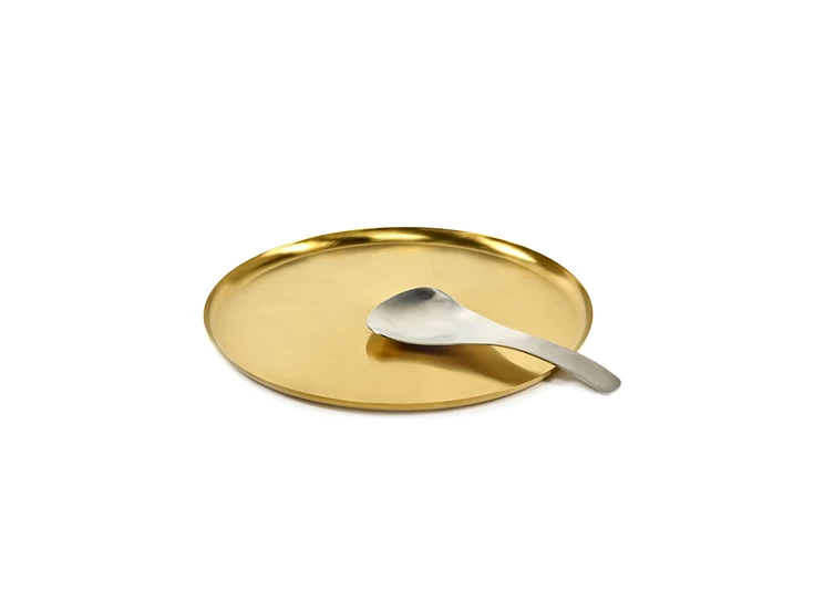 Serax-Bea-Mombaers-lepel-driehoek-L-25x10cm-geborsteld-staal
