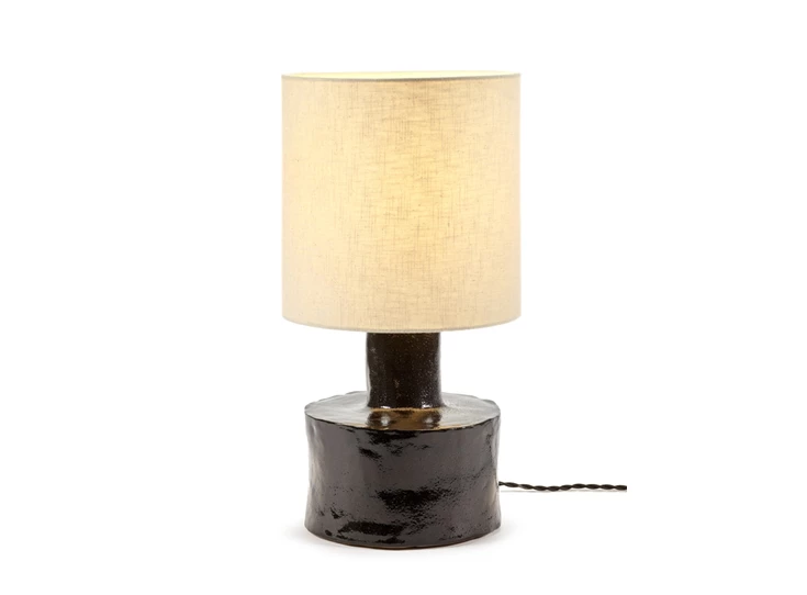 Serax-Marie-Michielssen-tafellamp-Catherine-D25cm-H47cm-voet-zwart-kap-beige