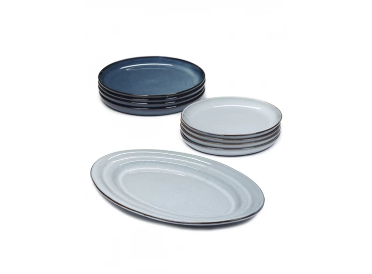 Serax-Pascale-Naessens-Pure-dinner-set-van-9-4-plat-bord-4-dessertbord-ovale-schotel-blue-limited