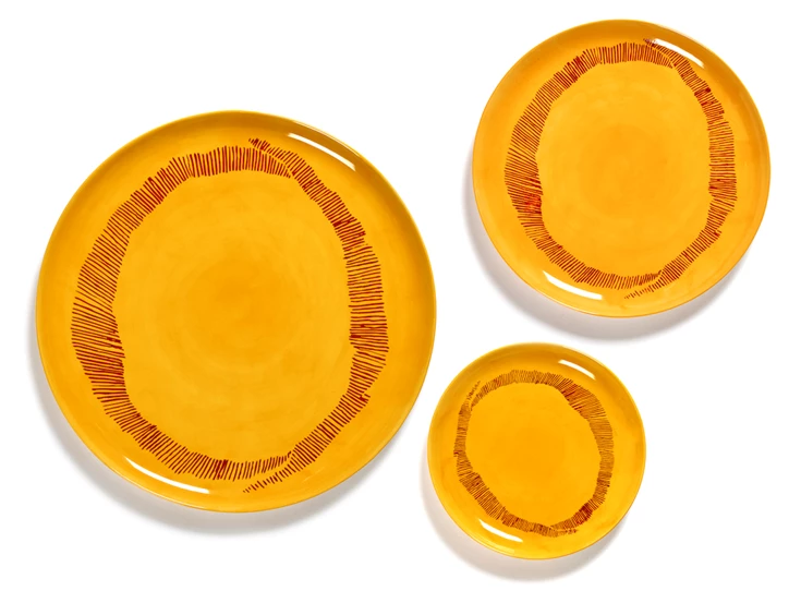 Serax-Yotam-Ottolenghi-Feast-bord-S-19x19x2cm-sunny-yellow-swirl-stripes-rood