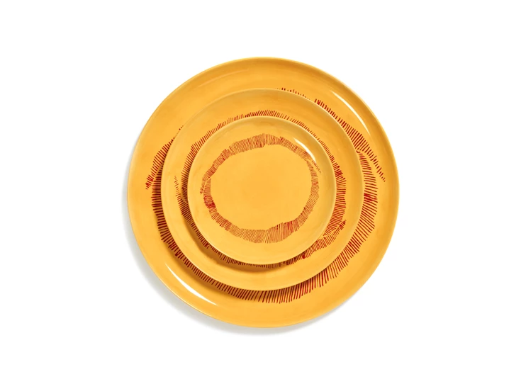 Serax-Yotam-Ottolenghi-Feast-bord-S-19x19x2cm-sunny-yellow-swirl-stripes-rood