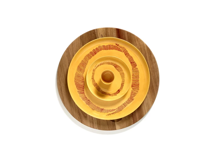Serax-Yotam-Ottolenghi-Feast-bord-S-19x19x2cm-sunny-yellow-swirl-stripes-rood