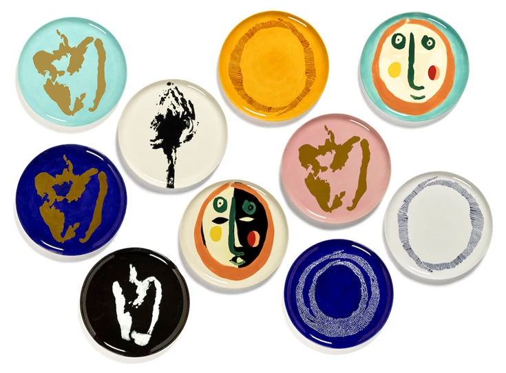 Serax-Yotam-Ottolenghi-Feast-serveerbord-35x35x2cm-lapis-lazuli-paprika-goud