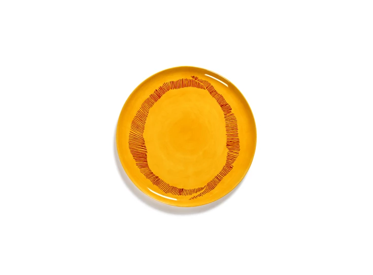 Serax-Yotam-Ottolenghi-Feast-serveerbord-35x35x2cm-sunny-yellow-swirl-stripes-rood