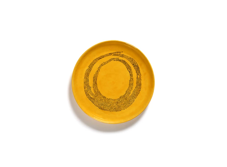 Serax-Yotam-Ottolenghi-Feast-serveerschotel-S-35x354cm-sunny-yellow-swirl-dots-zwart
