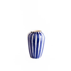 Val-Pottery-Foolish-vaas-D8cm-H20cm-Funky-blauw-streep