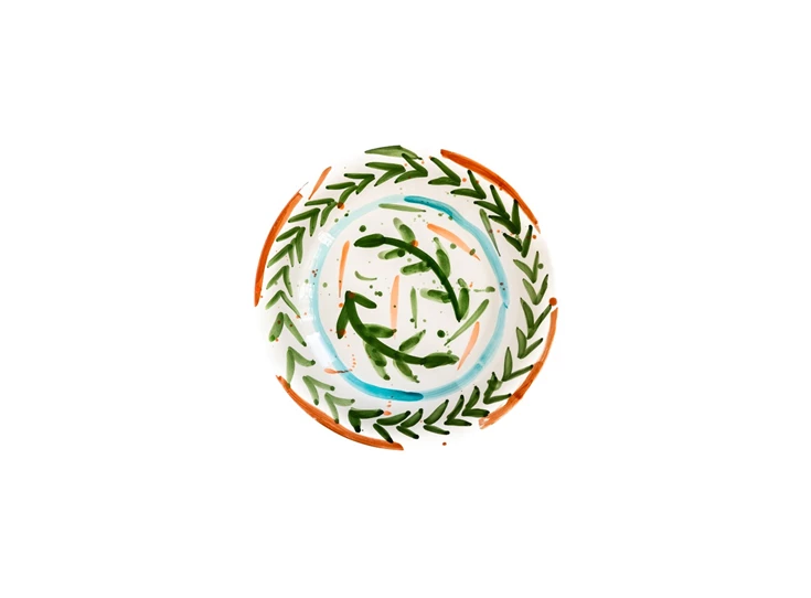 Val-Pottery-Marvelous-bord-D27cm-H3cm-Miguel-dark-green-feathers