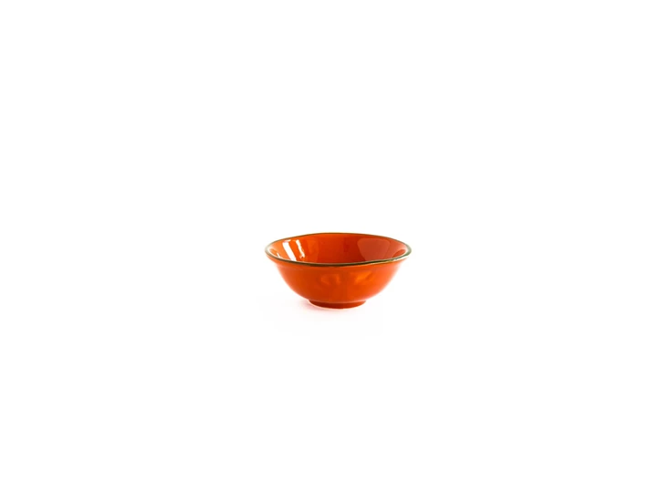 Val-Pottery-Marvelous-bowl-D15cm-H6cm-Inez-dark-orange-dark-green-line