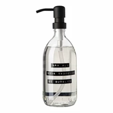 Wellmark-handzeep-500ml-helder-glas-zwart-may-all-your-troubles-be-bubbles